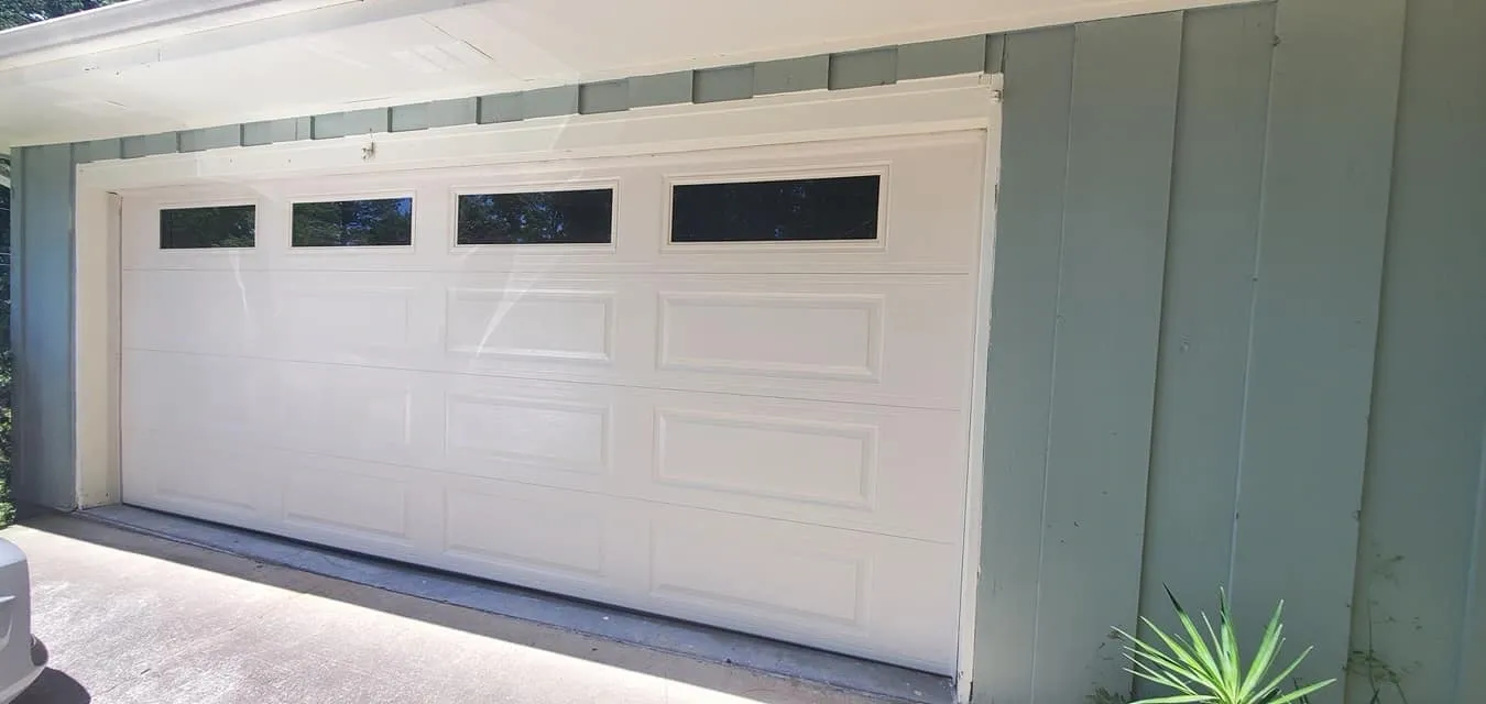 Closed garage door and siding
