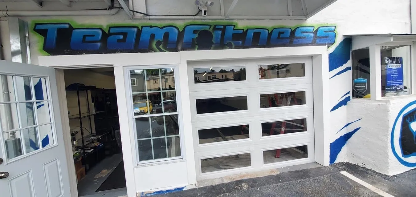 Gym facade with open door